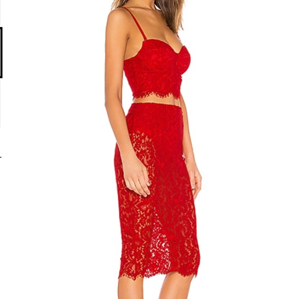 About us Jojo red lace 2 piece dress medium